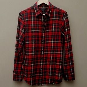 Zara Man Flannel Plaid Long Sleeve Buttoned Down Shirt Men's Size Medium